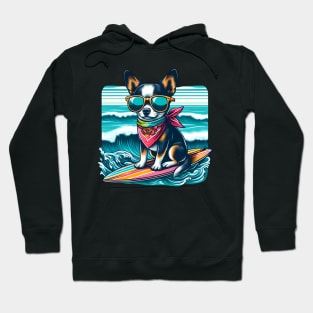 Funny Chihuahua with Sunglasses on a Surf Board Hoodie